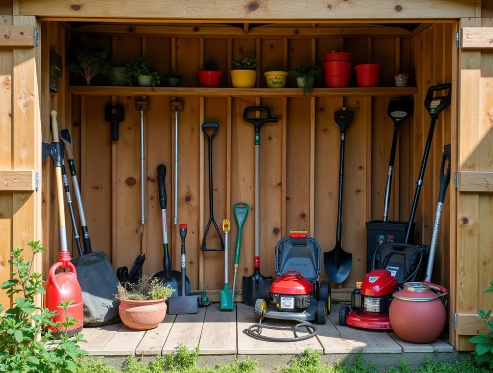 Garden tools and equipment display